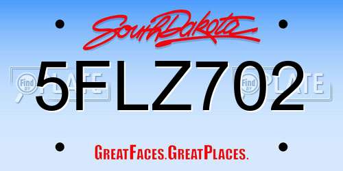 5FLZ702 South Dakota License Plate