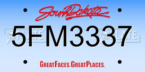 5FM3337 South Dakota License Plate
