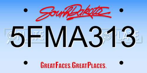 5FMA313 South Dakota License Plate