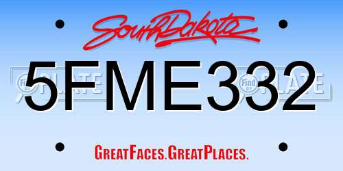 5FME332 South Dakota License Plate