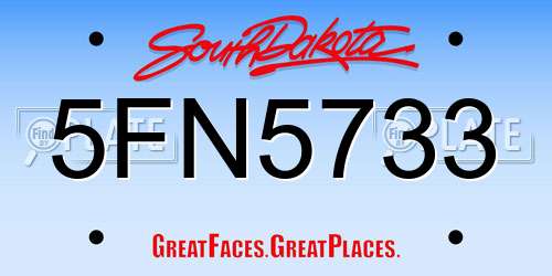 5FN5733 South Dakota License Plate