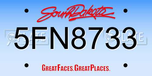 5FN8733 South Dakota License Plate
