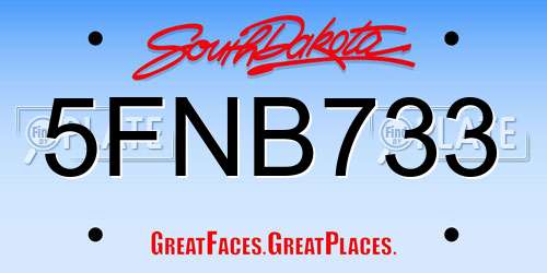 5FNB733 South Dakota License Plate