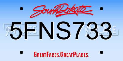 5FNS733 South Dakota License Plate