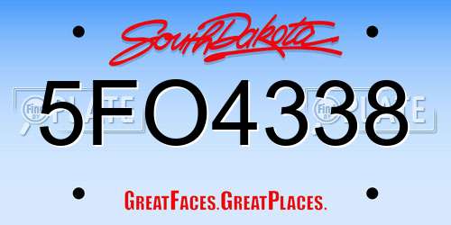5FO4338 South Dakota License Plate