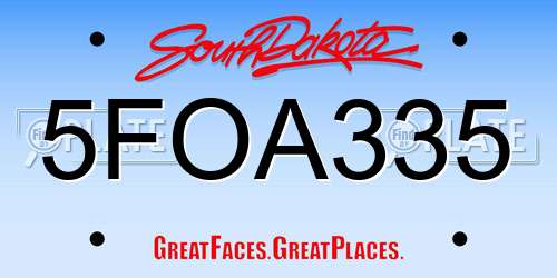5FOA335 South Dakota License Plate