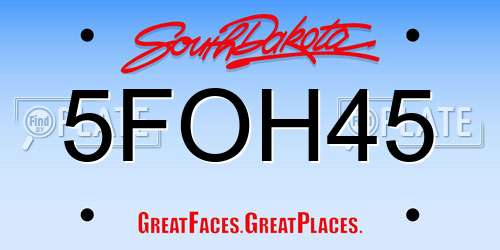 5FOH45 South Dakota License Plate