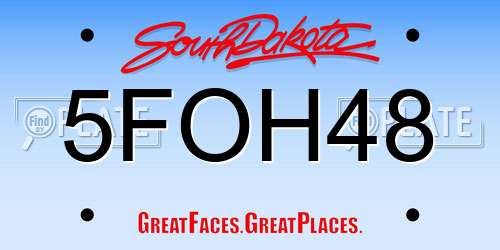 5FOH48 South Dakota License Plate