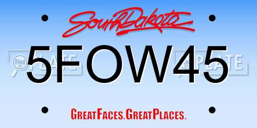 5FOW45 South Dakota License Plate