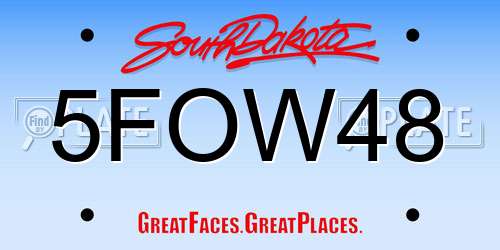 5FOW48 South Dakota License Plate