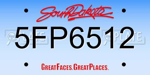 5FP6512 South Dakota License Plate