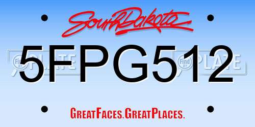 5FPG512 South Dakota License Plate