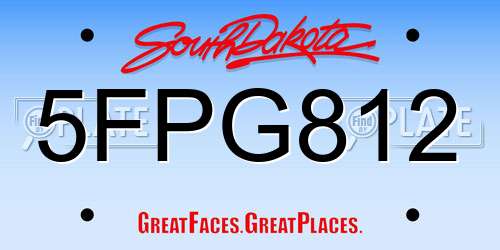 5FPG812 South Dakota License Plate