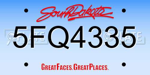 5FQ4335 South Dakota License Plate
