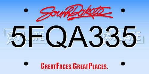 5FQA335 South Dakota License Plate