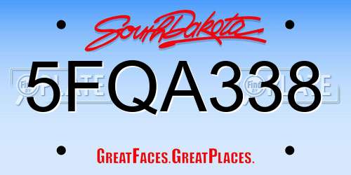 5FQA338 South Dakota License Plate