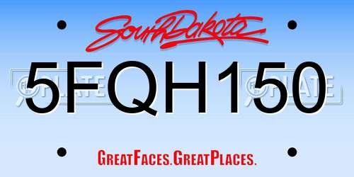 5FQH150 South Dakota License Plate