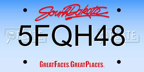 5FQH48 South Dakota License Plate