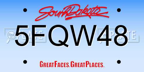 5FQW48 South Dakota License Plate