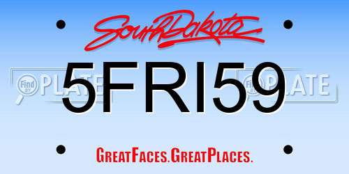 5FRI59 South Dakota License Plate
