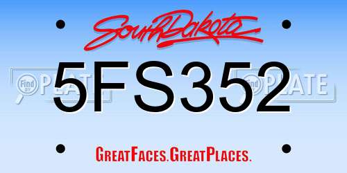 5FS352 South Dakota License Plate