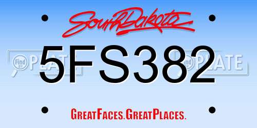 5FS382 South Dakota License Plate