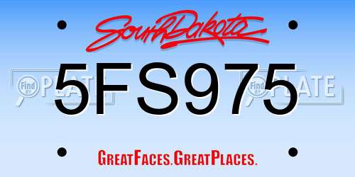 5FS975 South Dakota License Plate