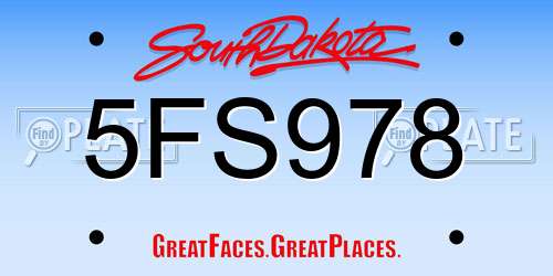 5FS978 South Dakota License Plate