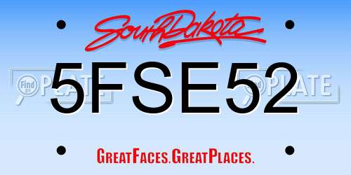 5FSE52 South Dakota License Plate