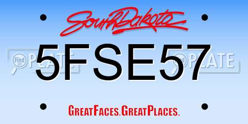 5FSE57 South Dakota License Plate