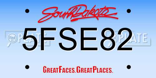 5FSE82 South Dakota License Plate