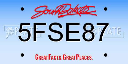 5FSE87 South Dakota License Plate
