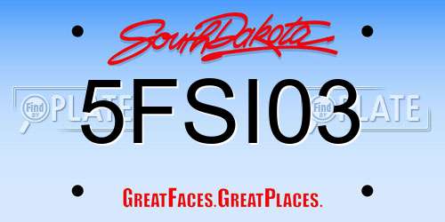 5FSI03 South Dakota License Plate
