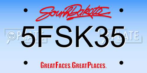 5FSK35 South Dakota License Plate