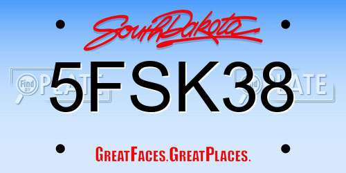 5FSK38 South Dakota License Plate