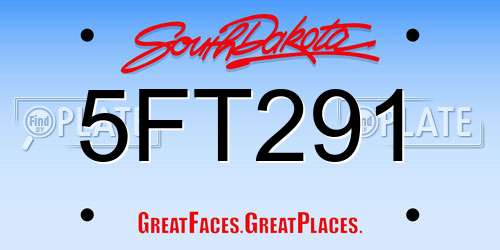 5FT291 South Dakota License Plate