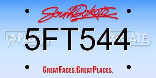 5FT544 South Dakota License Plate