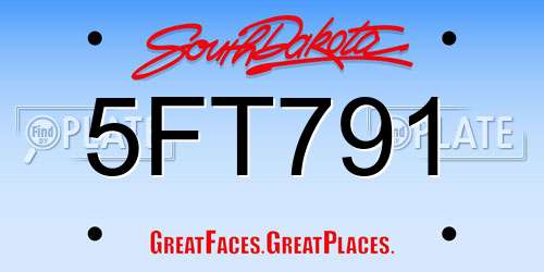 5FT791 South Dakota License Plate