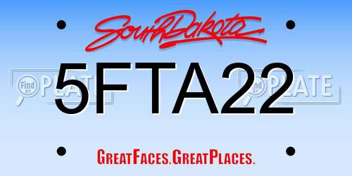 5FTA22 South Dakota License Plate