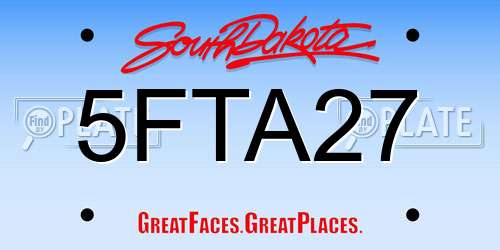 5FTA27 South Dakota License Plate