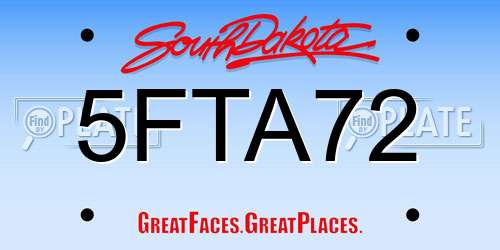 5FTA72 South Dakota License Plate