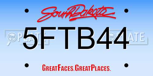 5FTB44 South Dakota License Plate
