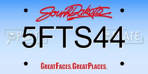 5FTS44 South Dakota License Plate