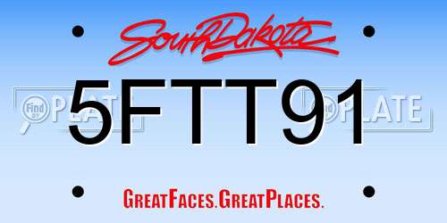 5FTT91 South Dakota License Plate