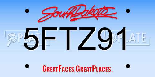 5FTZ91 South Dakota License Plate