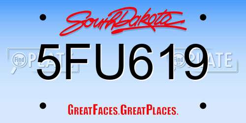 5FU619 South Dakota License Plate