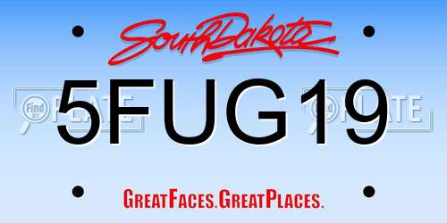 5FUG19 South Dakota License Plate