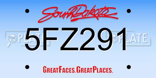 5FZ291 South Dakota License Plate