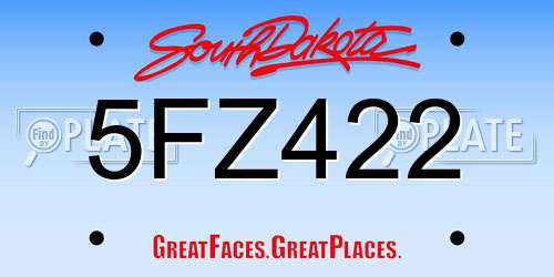 5FZ422 South Dakota License Plate
