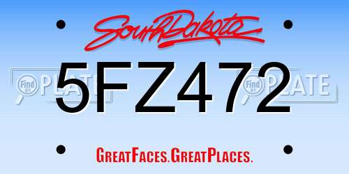5FZ472 South Dakota License Plate